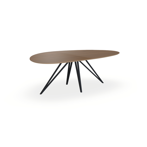 Eettafel Eiken Fineer Toscane 2 - Kiezel B - Spin Onderstel Mat Zwart - {{ product.type }} - Kas20