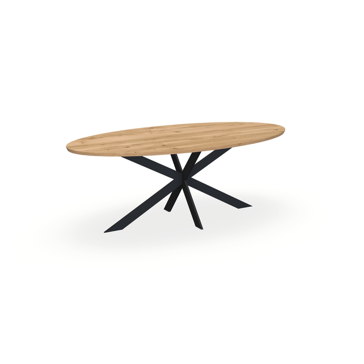 Eettafel Eiken Maurra - Ovaal - Matrix Ultra Onderstel Mat Zwart - {{ product.type }} - Kas20