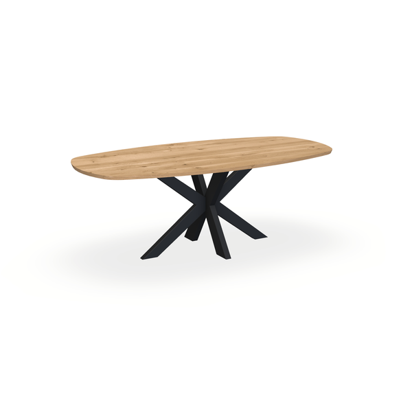 Eettafel Eiken Maurra - Ovaal Deens - Matrix Dun Onderstel Mat Zwart - {{ product.type }} - Kas20