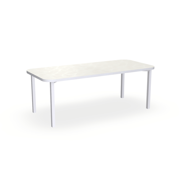 Eettafel Beton Beige - Recht Radius - Ace Onderstel Mat Wit - {{ product.type }} - Kas20