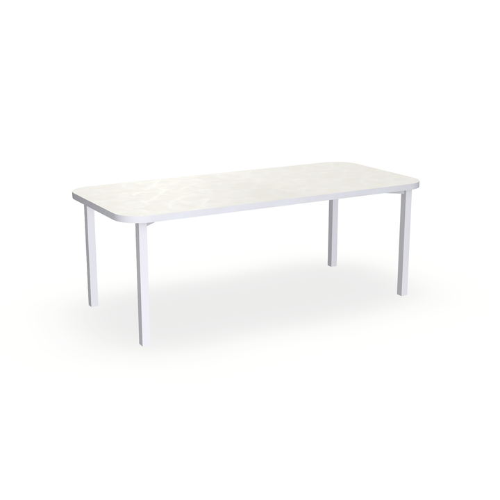 Eettafel Beton Beige - Recht Radius - Ace Onderstel Mat Wit - {{ product.type }} - Kas20