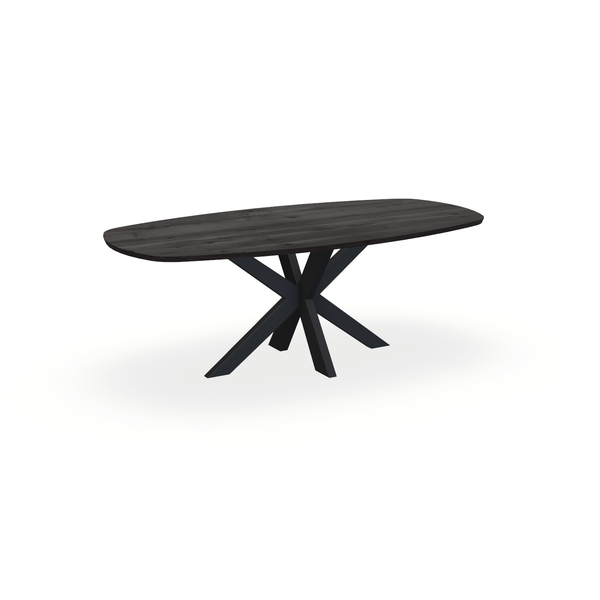 Eettafel Eiken Black Smoke In - Ovaal Deens - Matrix Dun Onderstel Mat Zwart - {{ product.type }} - Kas20