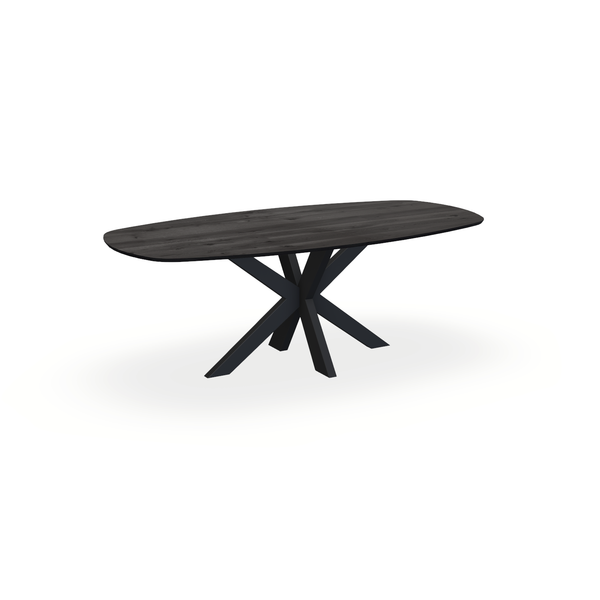 Eettafel Eiken Black Smoke In - Ovaal Deens - Matrix Dun Onderstel Mat Zwart - {{ product.type }} - Kas20