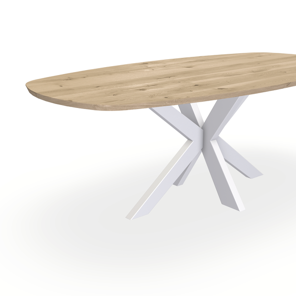 Eettafel Eiken Naturel - Ovaal Deens - Matrix Dun Onderstel Mat Wit - {{ product.type }} - Kas20