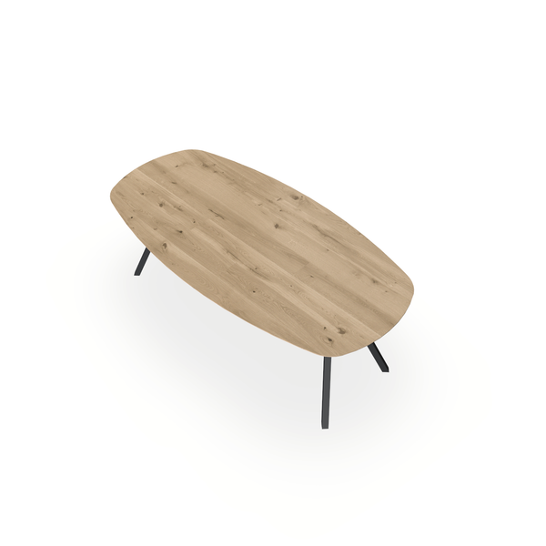 Eettafel Eiken Liqurien - Ovaal Deens - I Schuin Onderstel Mat Zwart - {{ product.type }} - Kas20