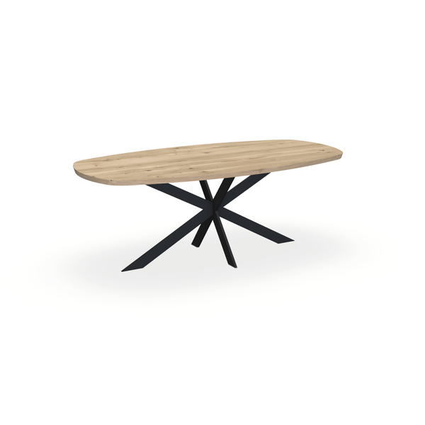 Eettafel Eiken Naturel - Ovaal Deens - Matrix Ultra Onderstel Mat Zwart - {{ product.type }} - Kas20