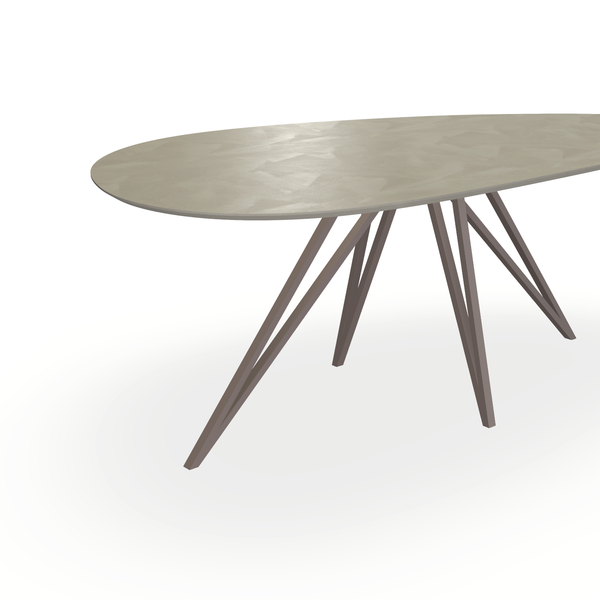 Eettafel Beton Leather Taupe - Kiezel B - Spin Onderstel Mat Lichtbruin - {{ product.type }} - Kas20