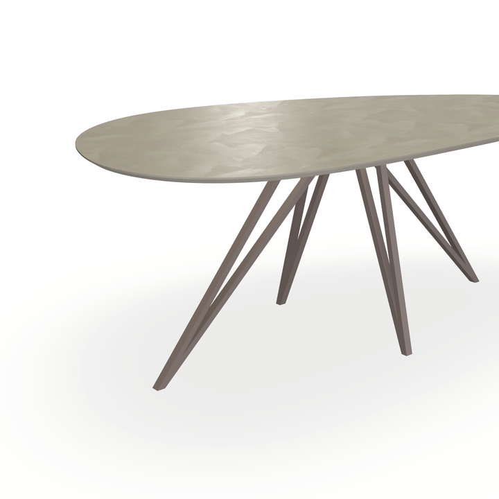Eettafel Beton Leather Taupe - Kiezel B - Spin Onderstel Mat Lichtbruin - {{ product.type }} - Kas20