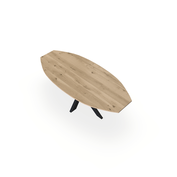 Eettafel Eiken Liqurien - Ovaal Half - Matrix Dun Onderstel Mat Zwart - {{ product.type }} - Kas20