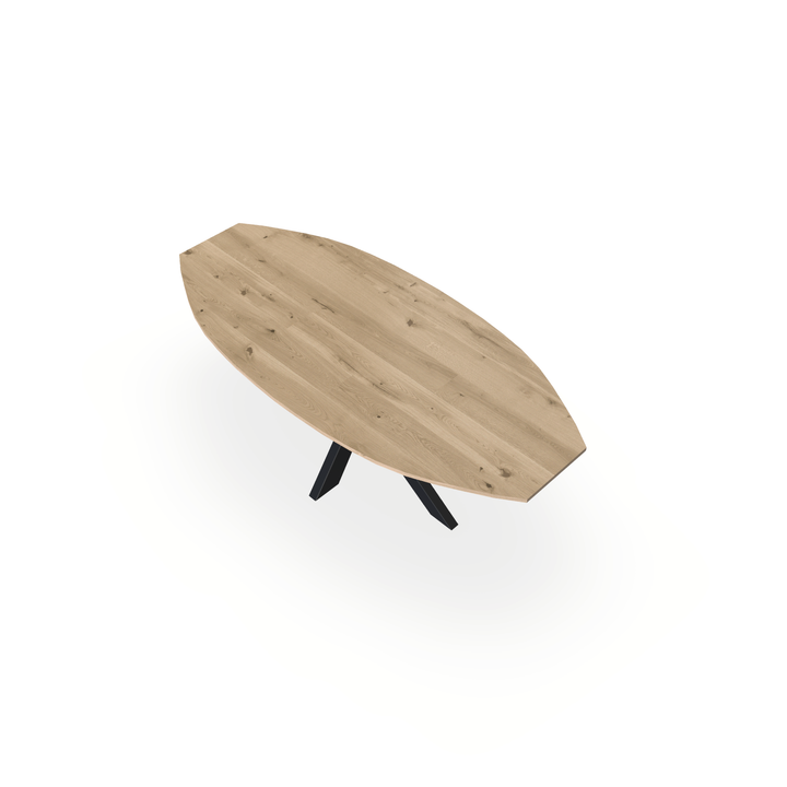 Eettafel Eiken Liqurien - Ovaal Half - Matrix Dun Onderstel Mat Zwart - {{ product.type }} - Kas20
