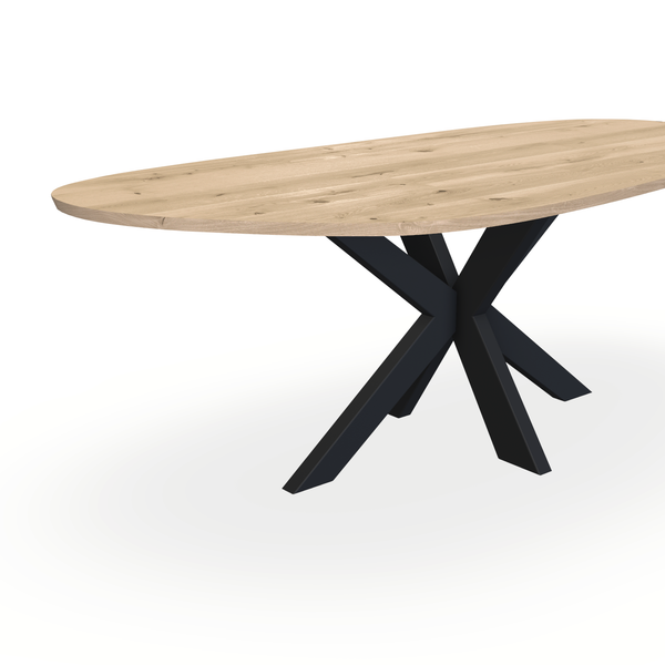Eettafel Eiken Liqurien - Organisch B - Matrix Dun Onderstel Mat Zwart - {{ product.type }} - Kas20