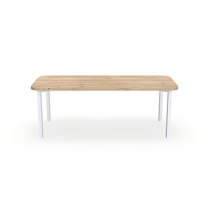 Eettafel Eiken Liqurien - Recht Radius - Ace Onderstel Mat Wit - {{ product.type }} - Kas20