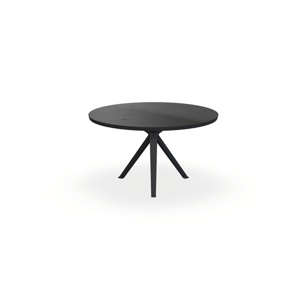 Eettafel Eiken Fineer Noesten Zwart - Rond - Stella Onderstel Mat Zwart - {{ product.type }} - Kas20