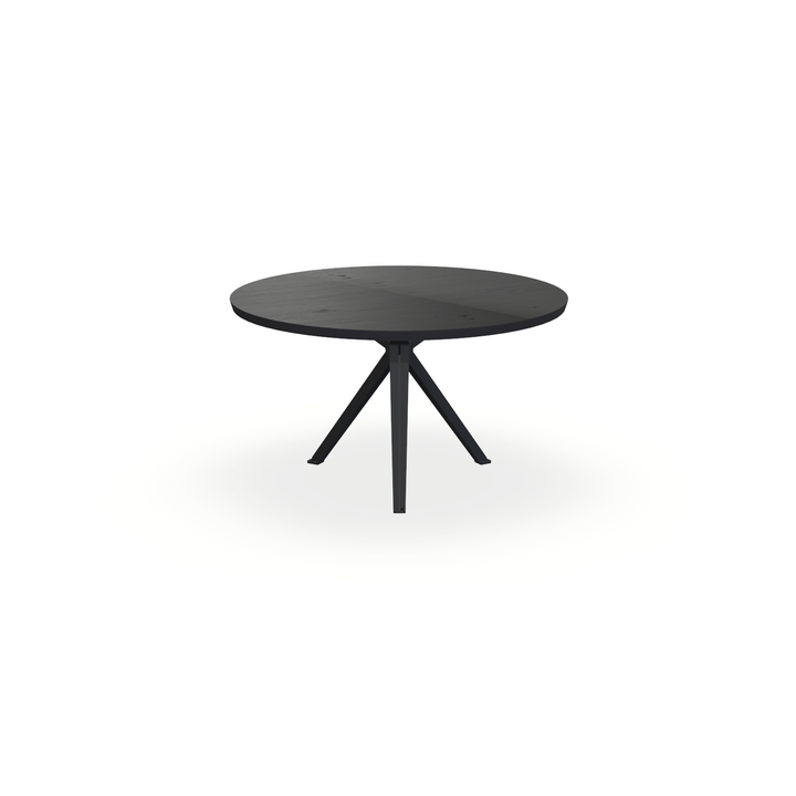 Eettafel Eiken Fineer Noesten Zwart - Rond - Stella Onderstel Mat Zwart - {{ product.type }} - Kas20