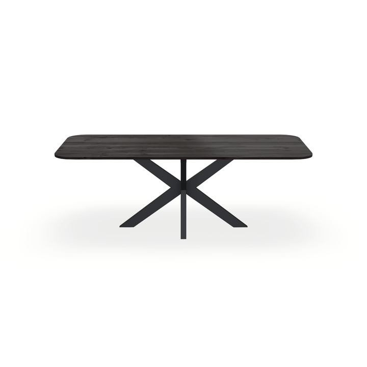 Eettafel Eiken Black Smoke In - Recht Radius - Matrix Dun Onderstel Mat Zwart - {{ product.type }} - Kas20