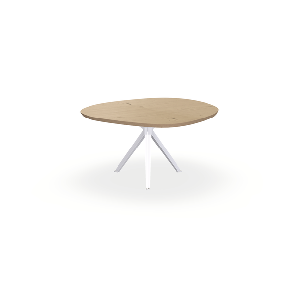 Eettafel Eiken Fineer Noesten Naturel - Wolk Rond - Stella Onderstel Mat Wit - {{ product.type }} - Kas20