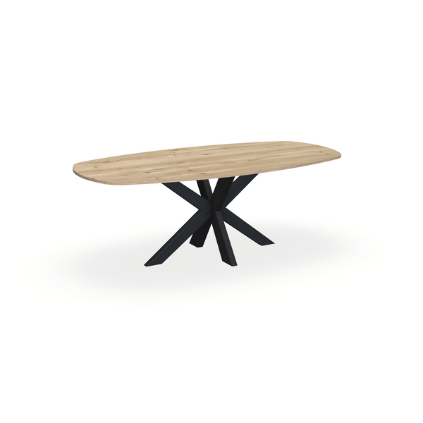 Eettafel Eiken Naturel - Ovaal Deens - Matrix Dun Onderstel Mat Zwart - {{ product.type }} - Kas20