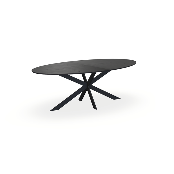 Eettafel Eiken Fineer Noesten Zwart - Ovaal - Matrix Ultra Onderstel Mat Zwart - {{ product.type }} - Kas20