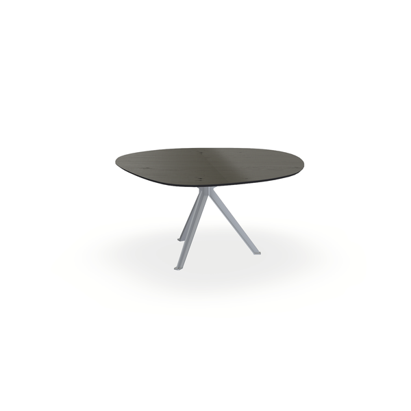 Eettafel Eiken Fineer Noesten Venerien - Wolk Rond - Stella Onderstel Mat Zilver - {{ product.type }} - Kas20