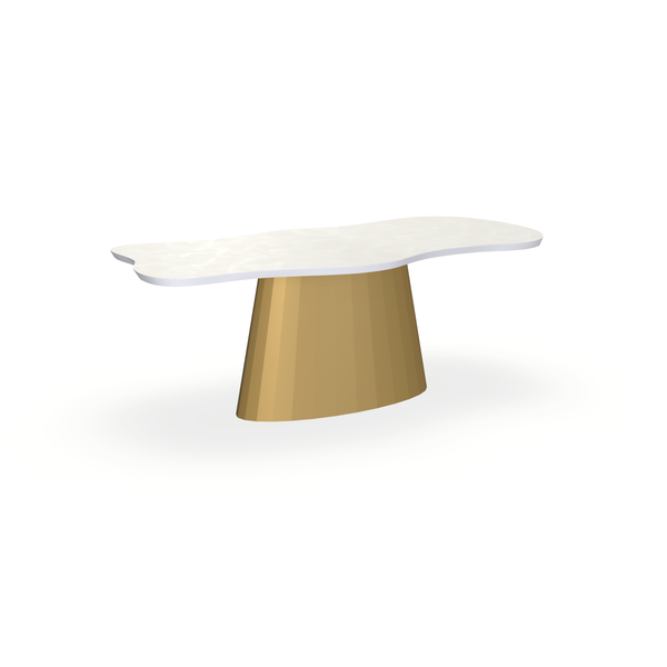 Eettafel Beton Creamy White - Wolk - Sjors Onderstel Mat Goud - {{ product.type }} - Kas20