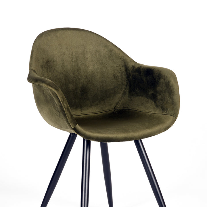 Eetkamerstoel Finnian - Army green - Fluweel (set van 2) - {{ product.type }} - Kas20