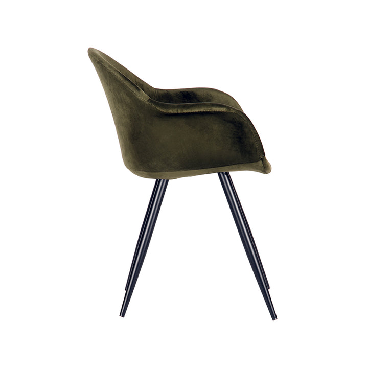 Eetkamerstoel Finnian - Army green - Fluweel (set van 2) - {{ product.type }} - Kas20
