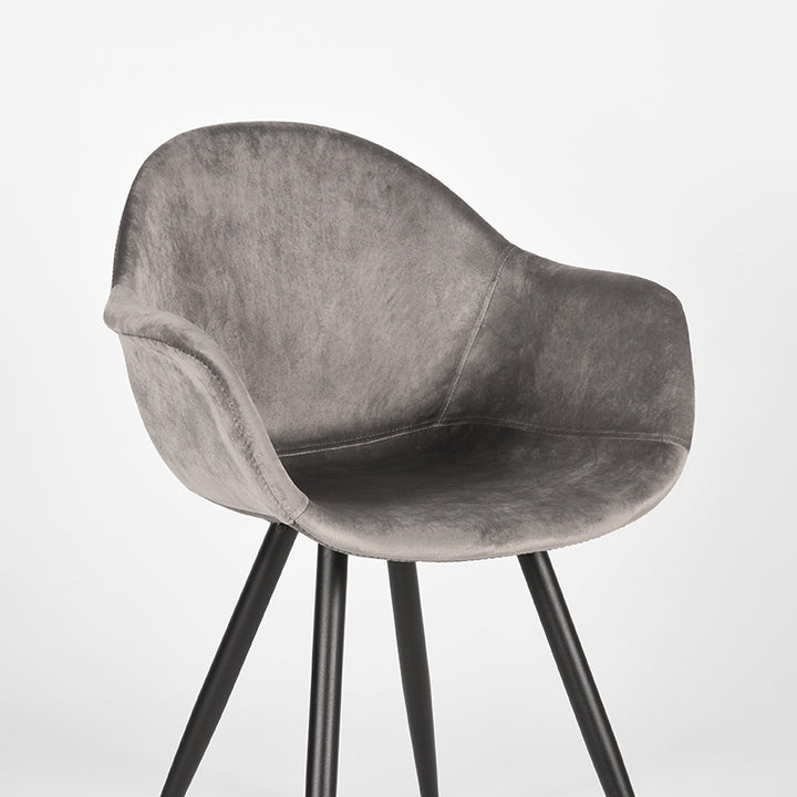 Eetkamerstoel Finnian - Grijs - Fluweel (set van 2) - {{ product.type }} - Kas20