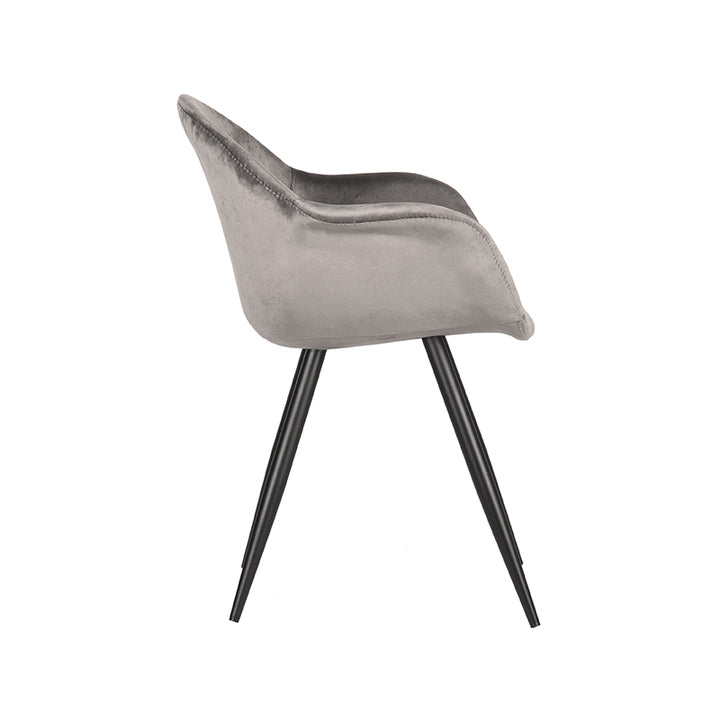 Eetkamerstoel Finnian - Grijs - Fluweel (set van 2) - {{ product.type }} - Kas20