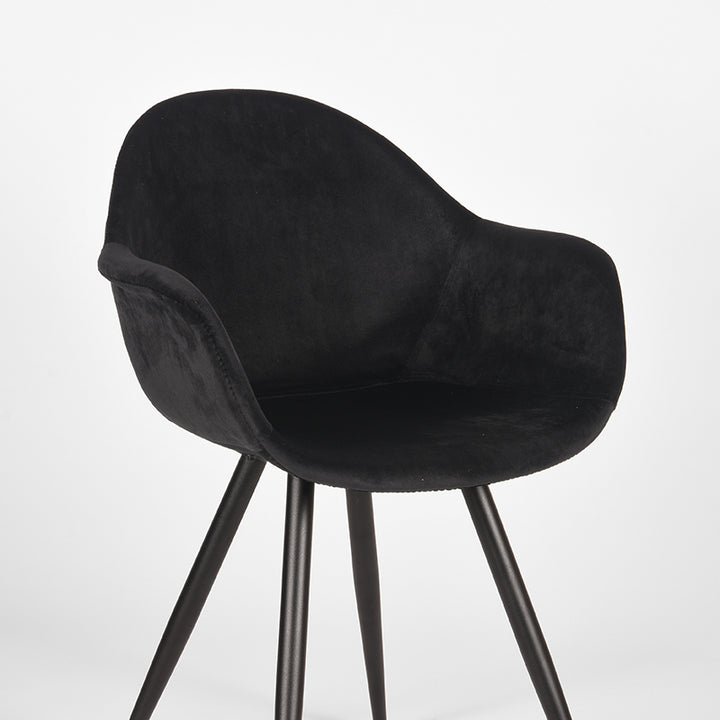 Eetkamerstoel Finnian - Zwart - Fluweel (set van 2) - {{ product.type }} - Kas20