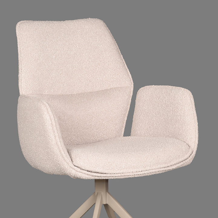 Eetkamerstoel Aura - Naturel - Boucle - Taupe Onderstel - {{ product.type }} - Kas20