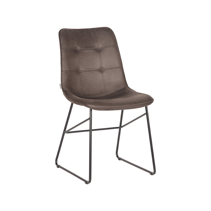 Eetkamerstoel Elan - Antraciet - Microfiber - Black Frame (set van 2) - {{ product.type }} - Kas20