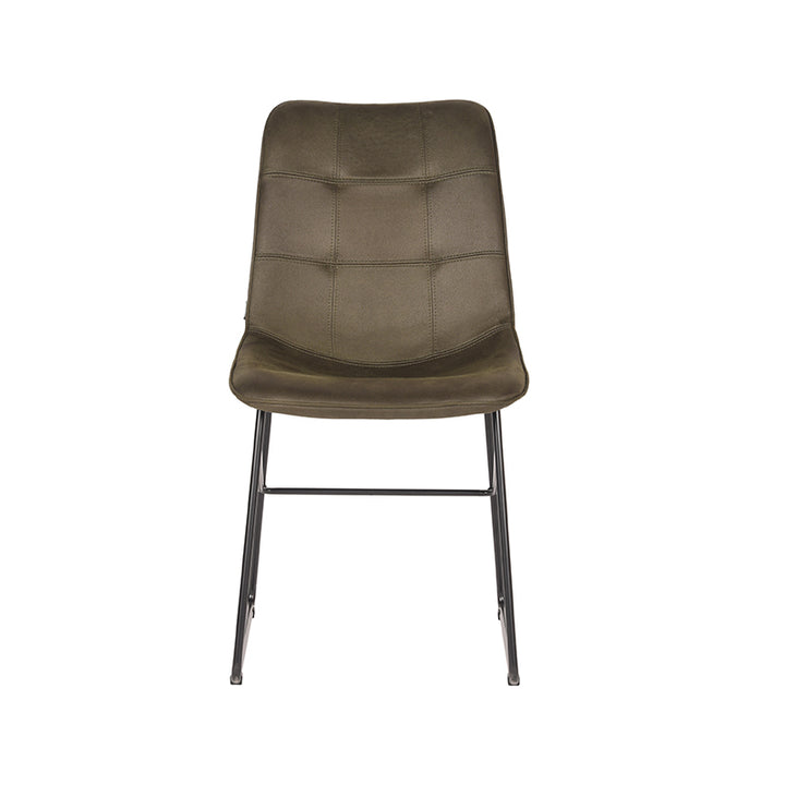 Eetkamerstoel Elan - Army green - Microfiber - Black Frame (set van 2) - {{ product.type }} - Kas20
