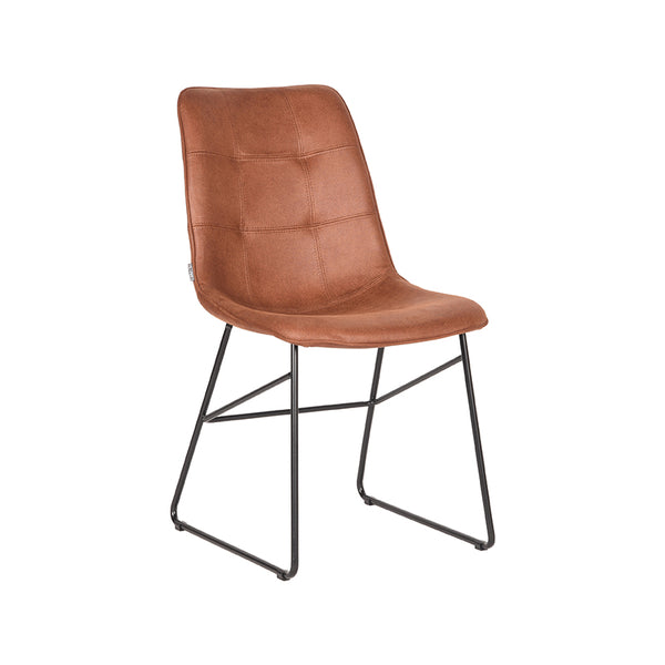 Eetkamerstoel Elan - Cognac - Microfiber - Black Frame (set van 2) - {{ product.type }} - Kas20