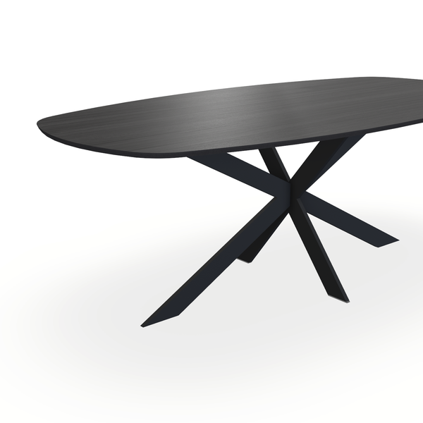 Eettafel Eiken Fineer Zwart - Ovaal Deens - Matrix Ultra Onderstel Mat Zwart - {{ product.type }} - Kas20