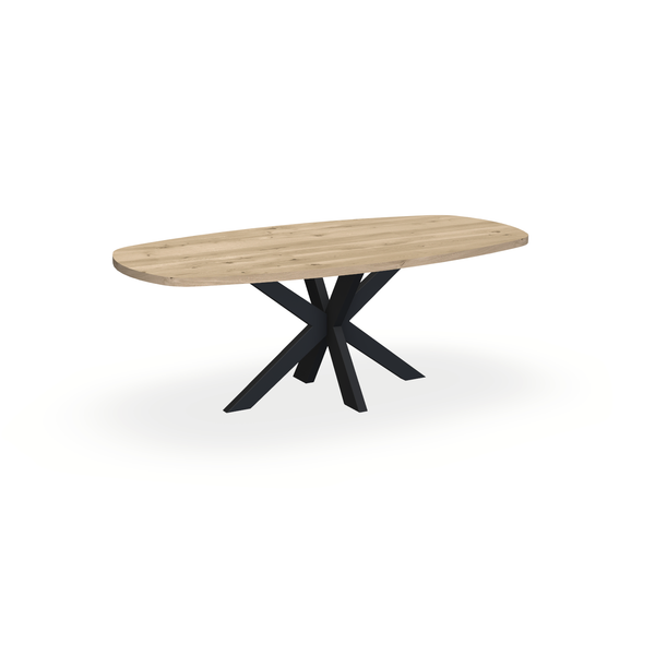 Eettafel Eiken Naturel - Ovaal Deens - Matrix Dun Onderstel Mat Zwart - {{ product.type }} - Kas20