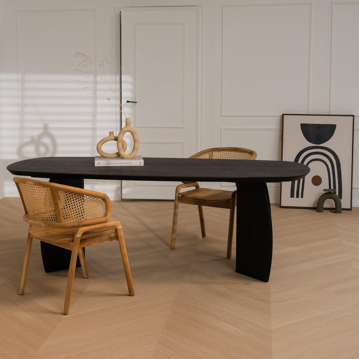 Eiken eettafel Zwart - Deens Ovaal - Maan zwart - {{ product.type }} - Kas20