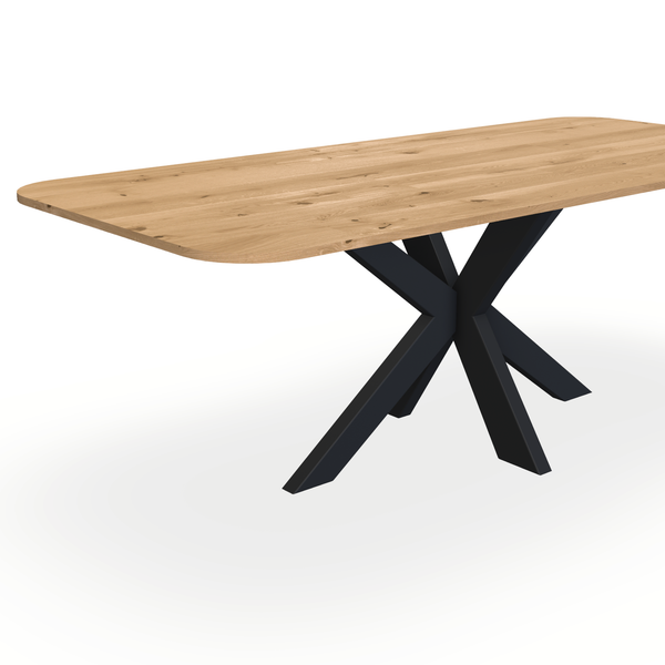 Eettafel Eiken Maurra - Recht Radius - Matrix Dun Onderstel Mat Zwart - {{ product.type }} - Kas20