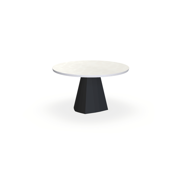 Eettafel Beton Creamy White - Rond - Cone Onderstel Mat Zwart - {{ product.type }} - Kas20