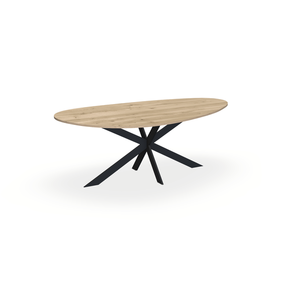 Eettafel Eiken Naturel - Kiezel A - Matrix Ultra Onderstel Mat Zwart - {{ product.type }} - Kas20