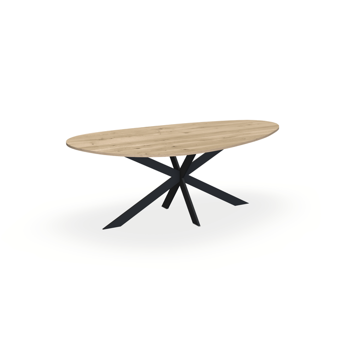 Eettafel Eiken Naturel - Kiezel A - Matrix Ultra Onderstel Mat Zwart - {{ product.type }} - Kas20