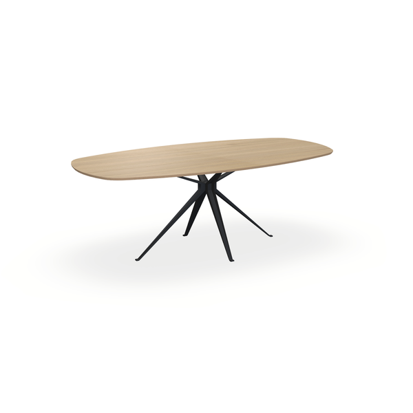 Eettafel Eiken Fineer Naturel - Ovaal Deens - Anna Onderstel Mat Zwart - {{ product.type }} - Kas20