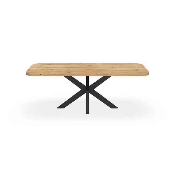 Eettafel Eiken Maurra - Recht Radius - Matrix Dun Onderstel Mat Zwart - {{ product.type }} - Kas20