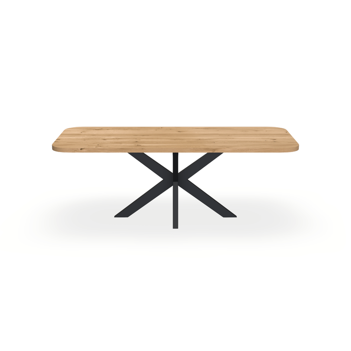 Eettafel Eiken Maurra - Recht Radius - Matrix Dun Onderstel Mat Zwart - {{ product.type }} - Kas20