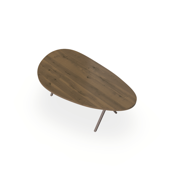 Eettafel Eiken Chocolate - Kiezel A - Scissor Onderstel Mat Lichtbruin - {{ product.type }} - Kas20