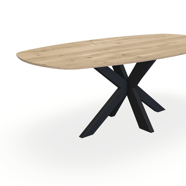 Eettafel Eiken Naturel - Ovaal Deens - Matrix Dun Onderstel Mat Zwart - {{ product.type }} - Kas20