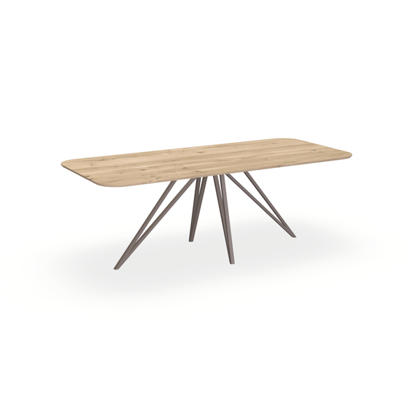 Eettafel Eiken Liqurien - Recht Radius - Spin Onderstel Mat Lichtbruin - {{ product.type }} - Kas20