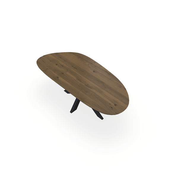Eettafel Eiken Chocolate - Organisch A - Matrix Dun Onderstel Mat Zwart - {{ product.type }} - Kas20