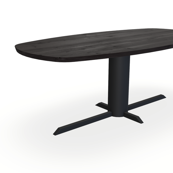 Eettafel Eiken Black Smoke In - Ovaal Deens - Ilona Onderstel Mat Zwart - {{ product.type }} - Kas20