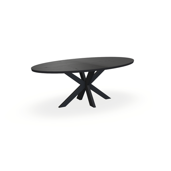 Eettafel Eiken Fineer Noesten Zwart - Ovaal - Matrix Dun Onderstel Mat Zwart - {{ product.type }} - Kas20