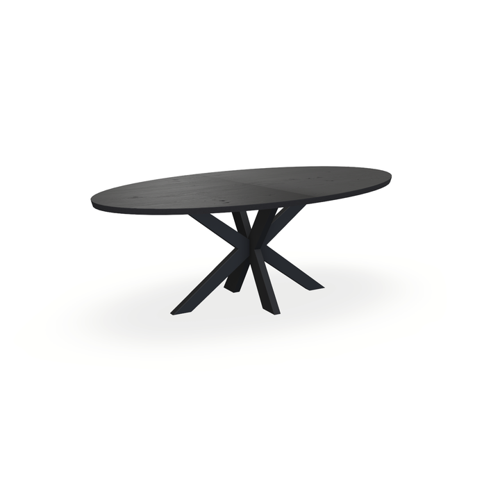 Eettafel Eiken Fineer Noesten Zwart - Ovaal - Matrix Dun Onderstel Mat Zwart - {{ product.type }} - Kas20